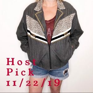 Gepetto | Vintage Leopard Gray Bomber Jacket M